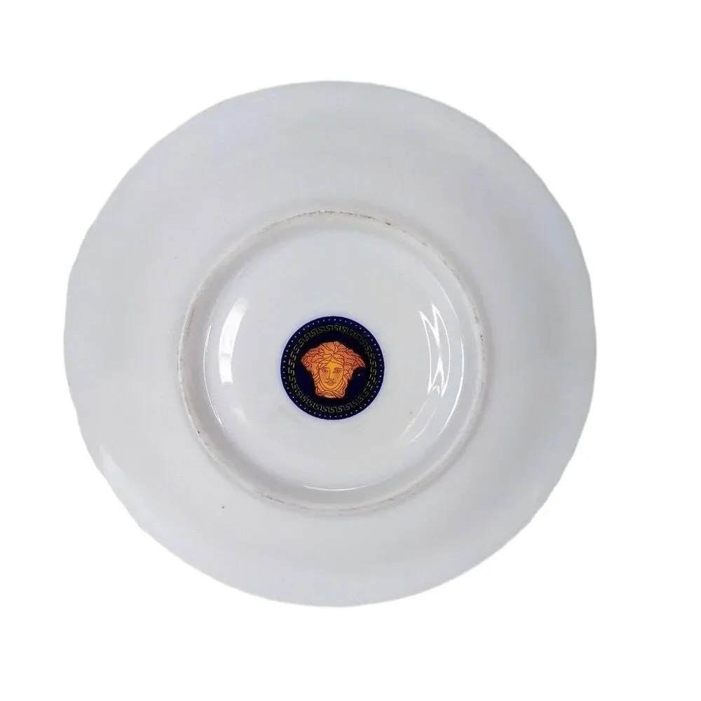 Versace Medusa Rosenthal Blue & Gold Porcelain China Saucer Plate